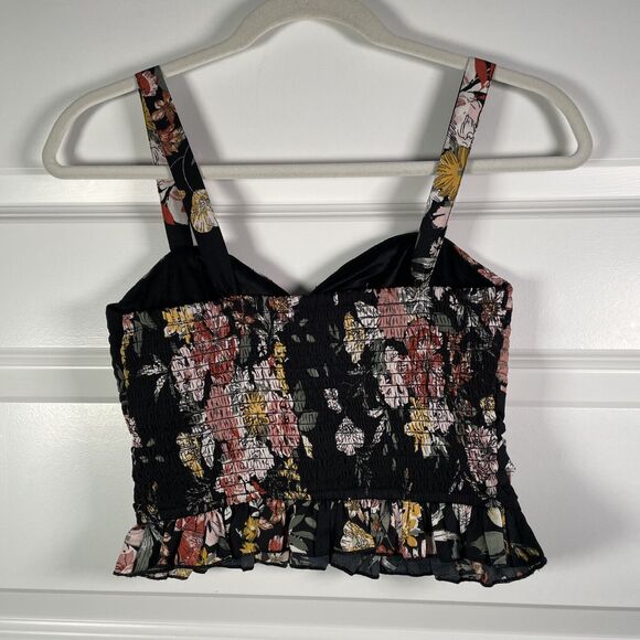 B.O.G. Collective Band Of Gypsies Black Floral Smocked Halter Size XS Quilted - Picture 6 of 6